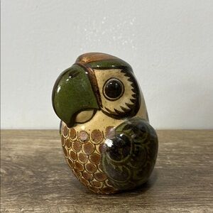 Vintage Carlos Villanueva Mexican Tonala Pottery Bird Parrot